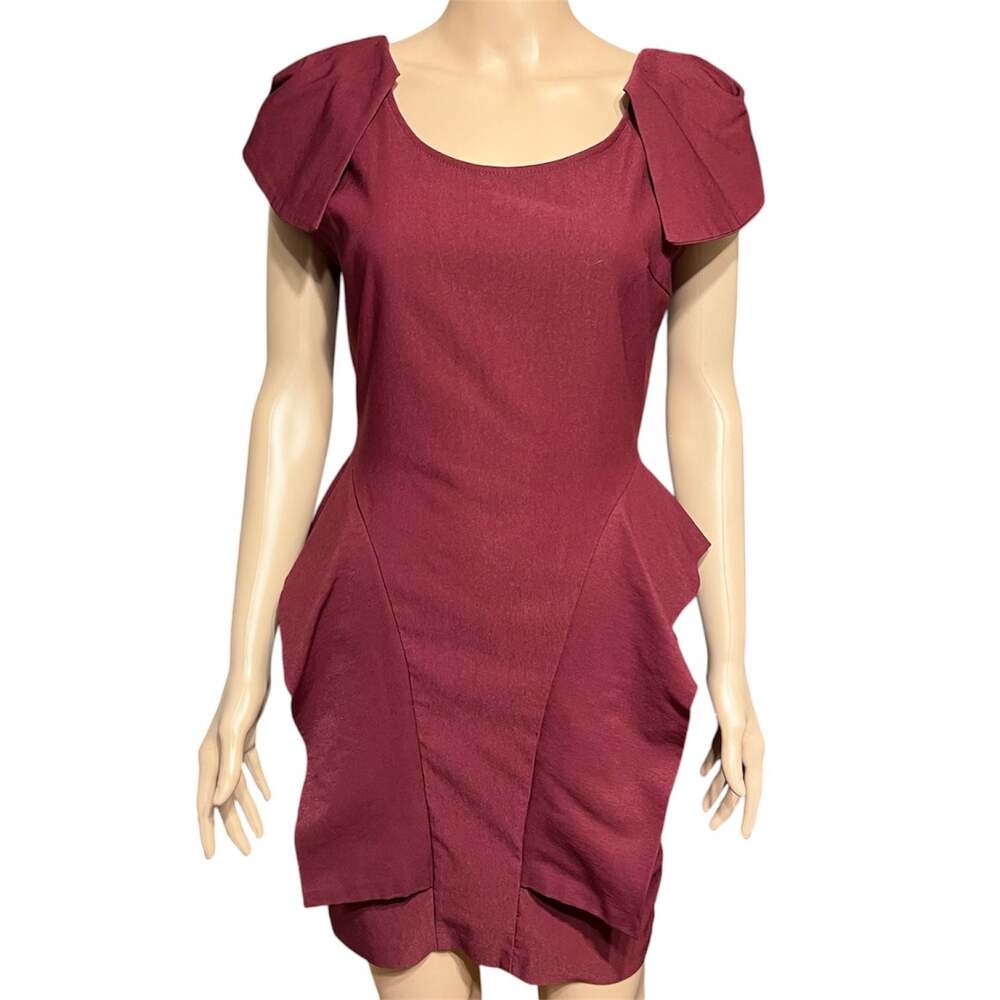 Lulus Maroon Ruffled Bodycon Mini Dress with Open Back
